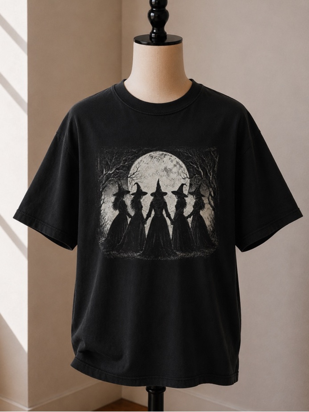 Witches Coven Spooky Forest Halloween Black T-Shirt